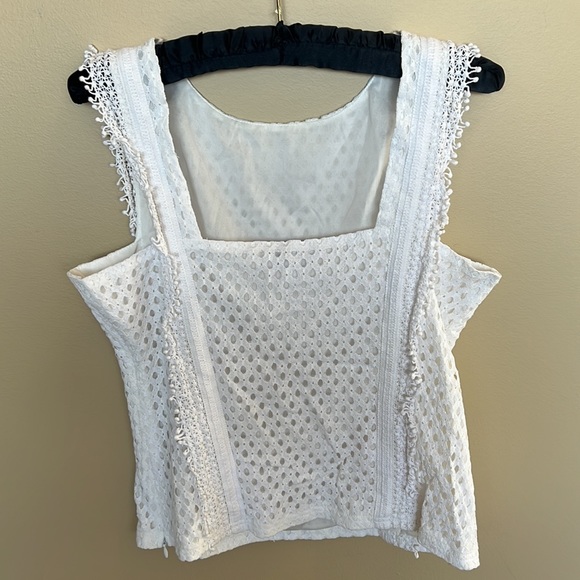 White Lace Top with Open Back - Picture 2 of 4